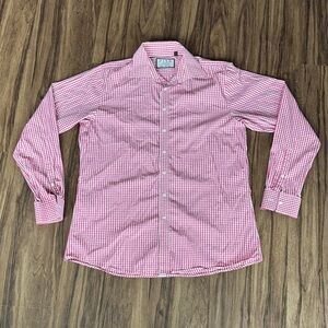 Thomas Pink Red Checkered Button Down Shirt